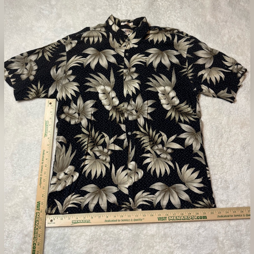 Campia Moda Shirt XL Black Hawaii 100% Rayon Button Up Short Sleeve XL